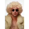 Altın Renk Kıvırcık Afro Parti Peruğu