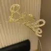 Altın Renkli Taşlı “Bride” Gelin Tacı