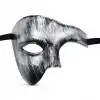 Antik Eskitme Gümüş Erkek Yarım Maske - Phantom & Balo Maskesi