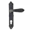 Antika Tarz Dekoratif Pirinç Çiçekli Yale Kapı Kolu - 240x40 Mm, Oksit