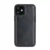 Apple iPhone 12 mini Uyumlu Deri Arka Kapak RST1 Siyah