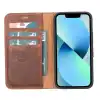 Apple iPhone 12 mini Uyumlu Deri Cüzdanlı Kılıf G2 Antik Kahve