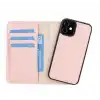 Apple iPhone 12 mini Uyumlu Deri Cüzdanlı Kılıf NU2 Pembe