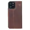 Apple iPhone 12 Pro Max Uyumlu Deri Cüzdanlı Kılıf Antik Kahve