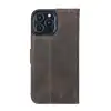 Apple iPhone 13 Pro Max Uyumlu Deri Cüzdanlı Kılıf Acı Kahve