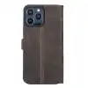Apple iPhone 13 Pro Max Uyumlu Deri Cüzdanlı Kılıf Acı Kahve