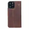 Apple iPhone 13 Pro Max Uyumlu Deri Cüzdanlı Kılıf Antik Kahve