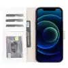 Apple iPhone 13 Pro Max Uyumlu Deri Cüzdanlı Kılıf F3 Beyaz