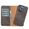 Apple iPhone 13 Pro Uyumlu Deri Cüzdanlı Kılıf Acı Kahve
