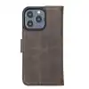 Apple iPhone 13 Pro Uyumlu Deri Cüzdanlı Kılıf Acı Kahve
