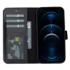 Apple iPhone 13 Pro Uyumlu Deri Cüzdanlı Kılıf Liluri G1 Siyah