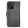 Apple iPhone 13 Pro Uyumlu Deri Cüzdanlı Kılıf MWWN TN1 Gri