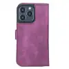 Apple iPhone 13 Pro Uyumlu Deri Cüzdanlı Kılıf Rustik Mor