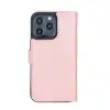 Apple iPhone 13 Pro Uyumlu Deri Cüzdanlı Kılıf Toz Pembe