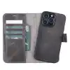 Apple iPhone 13 Pro Uyumlu Deri Cüzdanlı Kılıf VS4EF Gri
