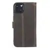 Apple iPhone 13 Uyumlu Deri Cüzdanlı Kılıf Acı Kahve