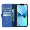 Apple iPhone 13 Uyumlu Deri Cüzdanlı Kılıf Okyanus Mavi