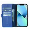 Apple iPhone 13 Uyumlu Deri Cüzdanlı Kılıf Okyanus Mavi
