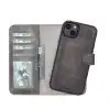 Apple iPhone 14 Plus Uyumlu Deri Cüzdanlı Kılıf MWWN VS4EF Gri
