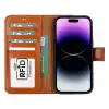 Apple iPhone 15 Plus Uyumlu Deri Cüzdanlı Kılıf MWWN RST2EF Taba