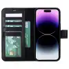 Apple iPhone 15 Pro Max Uyumlu Deri Cüzdanlı Kılıf MWWN RST1 Siyah
