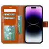 Apple iPhone 15 Pro Max Uyumlu Deri Cüzdanlı Kılıf MWWN RST2EF Taba