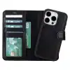 Apple iPhone 15 Pro Uyumlu Deri Cüzdanlı Kılıf MWWN RST1 Siyah