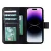 Apple iPhone 15 Pro Uyumlu Deri Cüzdanlı Kılıf MWWN RST1 Siyah