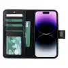 Apple iPhone 15 Uyumlu Deri Cüzdanlı Kılıf MWWN RST1 Siyah