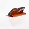 Apple iPhone 16 Plus uyumlu, Hakiki Deri, El Yapımı, Cüzdanlı Kılıf, Gölgeli Taba
