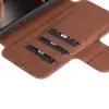 Apple iPhone 16 Pro Max uyumlu, Hakiki Deri, El Yapımı, Cüzdanlı Kılıf, Antik Kahve