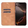 Apple iPhone 16 Pro Max uyumlu, Hakiki Deri, El Yapımı, Cüzdanlı Kılıf, Parlak Siyah