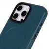 Apple iPhone 16 Pro Max uyumlu, Hakiki Deri, El Yapımı Kılıf, Mavi