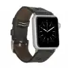 Apple Watch Uyumlu Deri Kordon 42-44-45mm BT Siyah