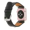 Apple Watch Uyumlu Deri Kordon 42-44-45mm DE5 Siyah