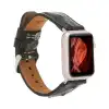 Apple Watch Uyumlu Deri Kordon 42-44-45mm DE5 Siyah