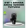 Araba Çift Bardak Tutucu 360° Dönebilen İkisi Bir Arada Ayarlanabilir
