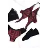 Askılı Bordo Renk Kadın Babydoll