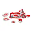 ATF-998A-998B 15 PARÇA ÇİÇEK DESENLİ METAL ÇAY SET
