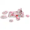 ATF-998A-998B 15 PARÇA ÇİÇEK DESENLİ METAL ÇAY SET