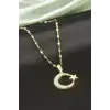 Ay Yıldız Zirkon Taşlı Lüks Çelik Kolye