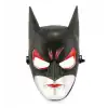 Kırmızı Gözlü Siyah Batman Maske - Lastikli Batgirl Maskesi 28x17 cm