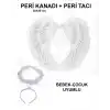 Beyaz Dantel Tüllü Peri Kanadı ve Peri Tacı Seti 45x40 cm