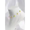 Beyaz Renk Boncuklu Papatya Motifli Halhal
