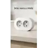 Beyaz Renk Çift Girişli Sıva Üstü Topraklı Duvar Prizi