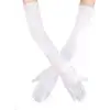 Beyaz Renk Dirseğe Kadar Uzun Kumaş Eldiven 40 cm