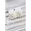Beyaz Renk Kristal Taşlı Lotus Model Kadın Küpe