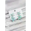 Buz Mavisi Kristal Çiçek Küpe