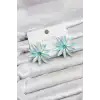 Buz Mavisi Kristal Taşlı Lotus Model Kadın Küpe