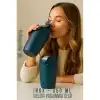 Inox Çelik Kahve Bardağı - 350 ml  SUS304 Çelik Termos Profesyonel MAVİ
